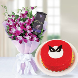 Cadbury Bourneville With Orchid & Red Velvet Cake